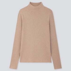 Uniqlo Tan Sparkly Ribbed Mockneck Sweater Size S